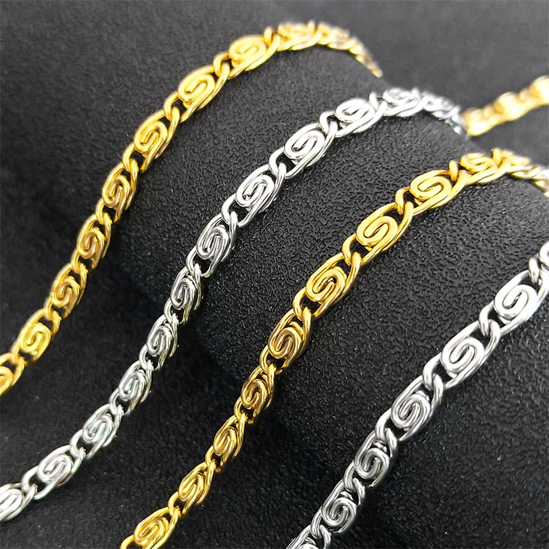 Luxury Stainless Steel Paperclip Shape Link Chain Necklace for Women Men Gold Silver Color Creative Hip Hop Choker Jewelry colar