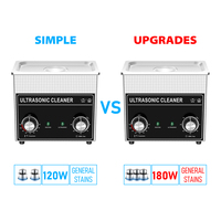 Ultrasonic Cleaner Bath 3.2L Plus 180W 40kHz with 3 Transducers Mechanical Knob Control Heater Timer