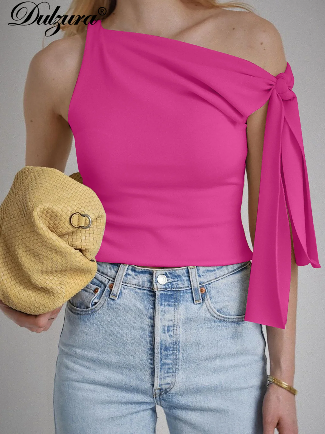 Dulzura New Irregular Bandage Crop Top Sleeveless Solid Tops Tank Y2K Women Clothes Sexy Party Club Streetwear Drop Shipping image 5