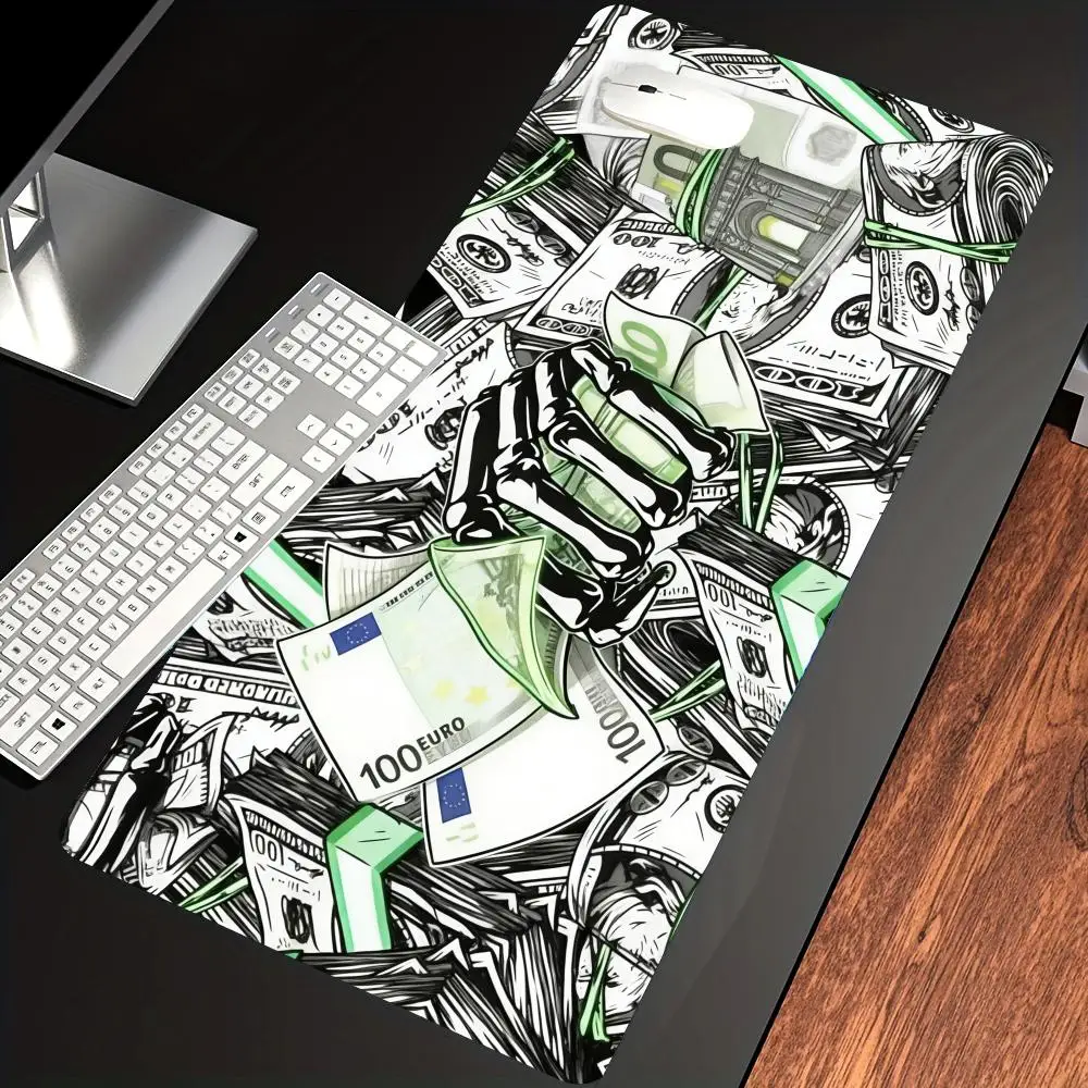 

HYBXAXC Gothic Skeleton Hand Money Graffiti Large Gaming Mouse Pad Desk Cute HD Extended Gaming Keyboard Mats Large XXL Gamer