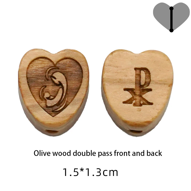 Natural olive wood bracelet beads double through tee hand-carved wooden beads necklace making accessories rose jewelry