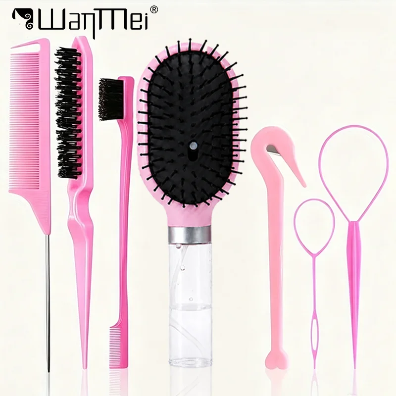 conjunto-de-7-pecas-escova-de-cabelo-com-almofada-de-ar-e-pulverizador-escova-de-cerdas-com-cabo-fino-escova-para-sobrancelhas-escova-para-trancas-criador-de-rabo-de-cavalo-kit-de-estilizacao-de-cabelo