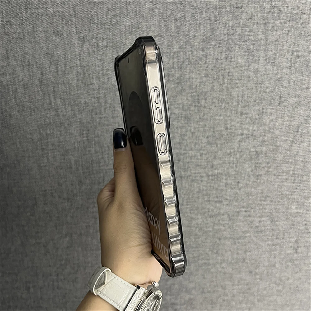 Für Magsafe Rüstung Welle Lockige Nicht-Slip Stoßstange Telefon Fall Für Samsung S24 S25 Ultra S23 Plus Luxus Drahtlose Ladung mattierte Abdeckung