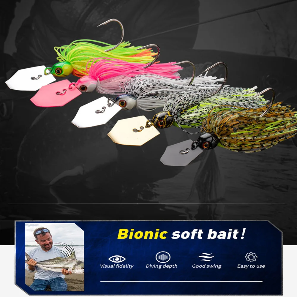 Wobbler Fishing Lure Soft 5 Color Blade Metal Bait 7G/9G/12G/14G/21G Chatter Bait Spinner Bait For Bass Pike Walleye Fish