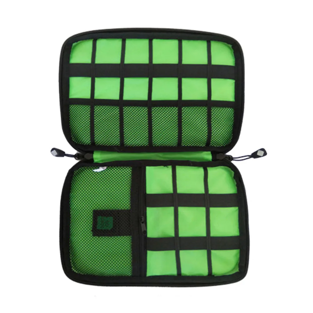 

Waterproof 2 Layer Digital Organizer Bag Camouflage Green Easy Fit Travel Electronics USB Cable Storage Pouch Cable Organizer