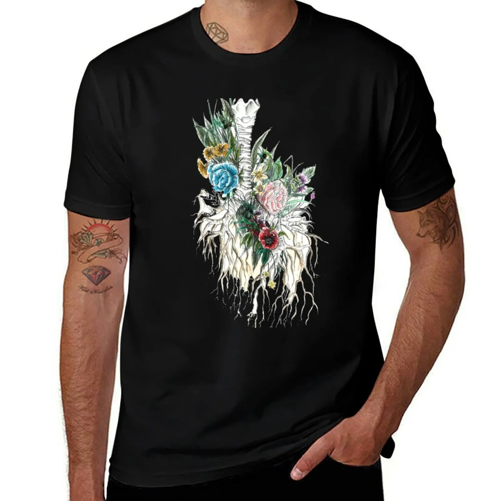 Botanical Trachea - Lungs Anatomy Art T-Shirt Light Athletic Short Sleeve Tee Shirt T-Shirt