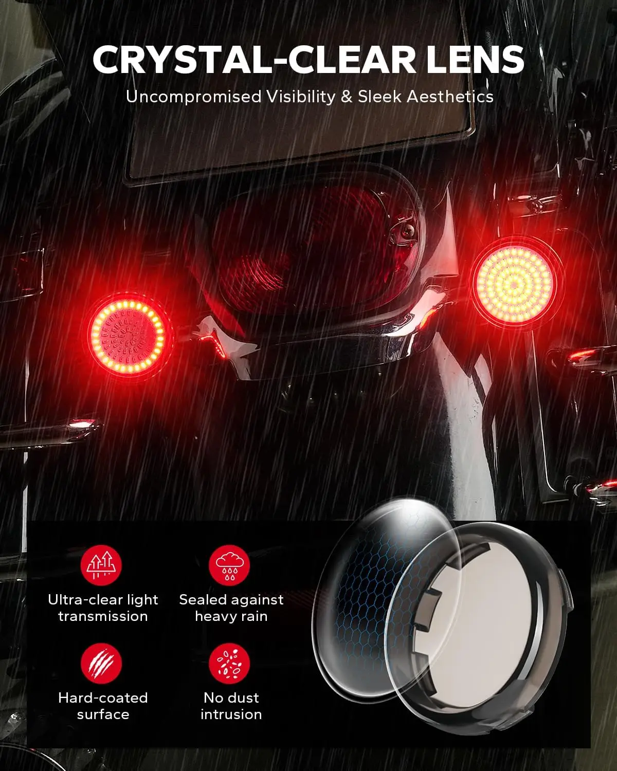 2inch LED Turn Signals, 1156 1157 Front Rear 81LEDs Turn Signals with 4 Smoked Covers Fit for  King Dyna Sportster