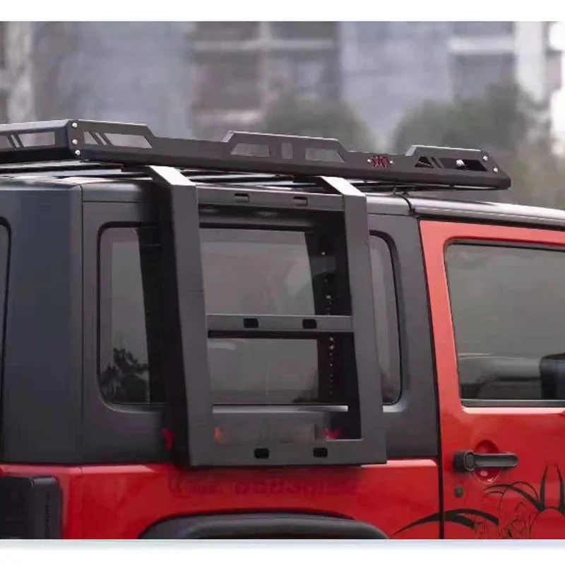 

Premium Steel Side Ladder Integrated Roof Rack With 4 Spotlight Holes Exterior Mod Part For Wrangler 2007‑2022