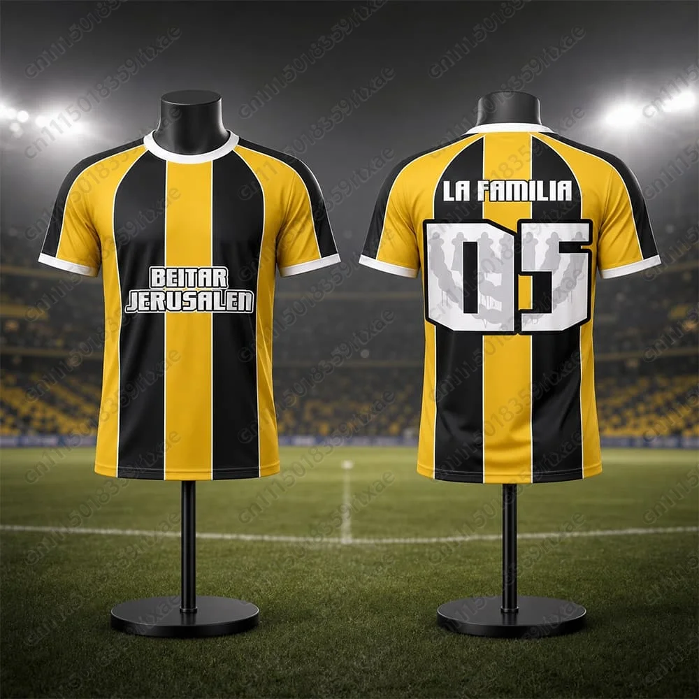 Beitar Jerusalem Parent Child Football Shirt Striped Breathable Football Shirt Summer Short Sleeve Adult Family Sportswear