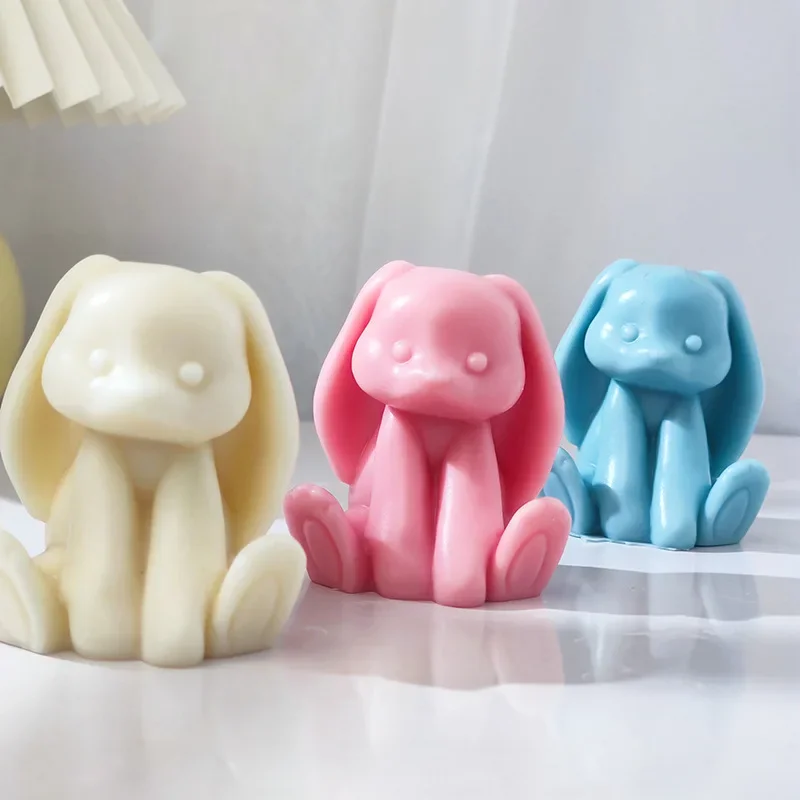 DIY Kaninchen Kerze Silikonform 3D Kaninchen Gips Handwerk Tier Harzform Handgemachte Seife Schokolade Kuchen Werkzeuge für Ostergeschenke