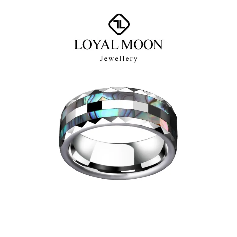 Loyal Moon Tungsten Rings For Man And Woman Inlay Personalized Shell Wedding Engagement Jewelry,Customized