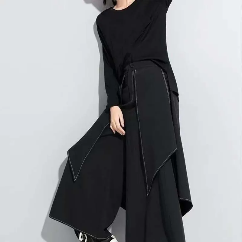 New 2026 Style Extra Layers Design Woman Pants Black Loose All-match Wide Legs Pants Casual Streetwear Hurajuku Trousers Ladies