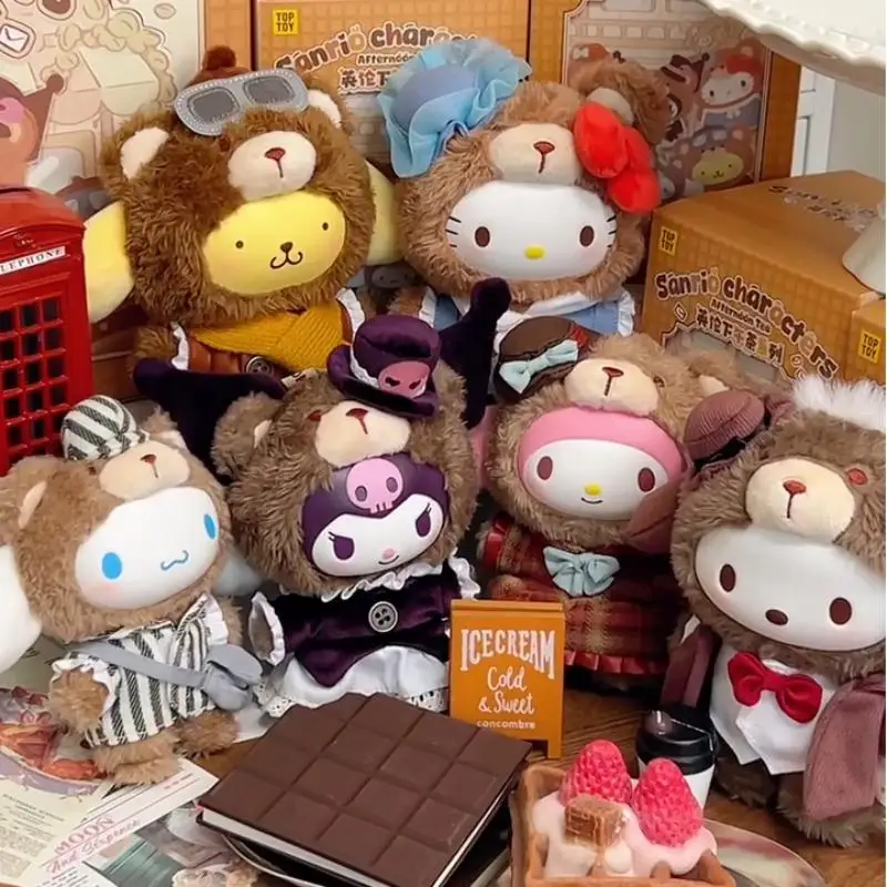 New Sanrio Characters British Afternoon Tea Series Vinyl Doll Blind Box Toys Kawaii Action Figure Cartoon Decor Surprise Gift