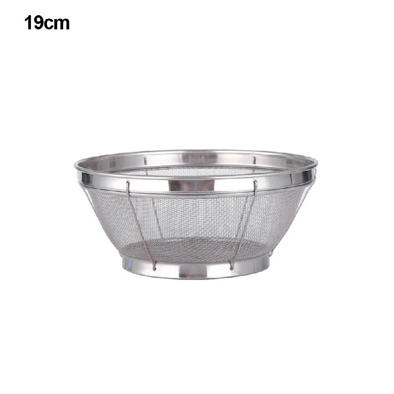 

Stainless Steel Fine Mesh Strainer Self-draining Base Vegetable Fruit Washing Kitchen Colander Multi Function Draining Basket