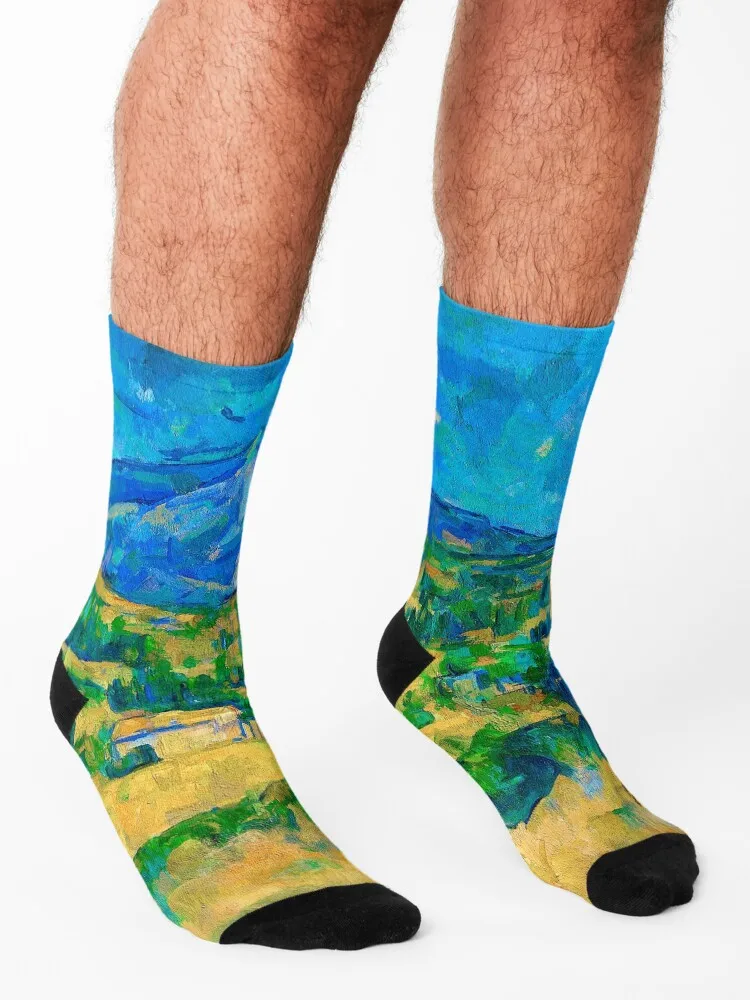 HD PAUL CEZANNE - جوارب Mont Sainte-Victoire الجمالية الرائعة على الموضة اليابانية جوارب شتوية حرارية للرجال والنساء
