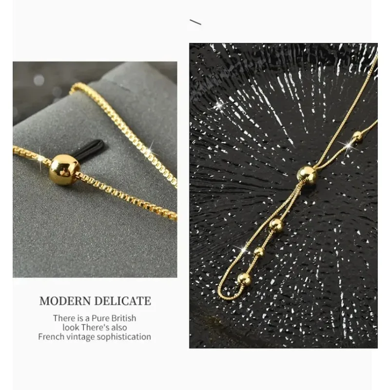 

Titanium steel pull-out long necklace, a fashionable clothing necklace, is a new style for women and a retro necklace