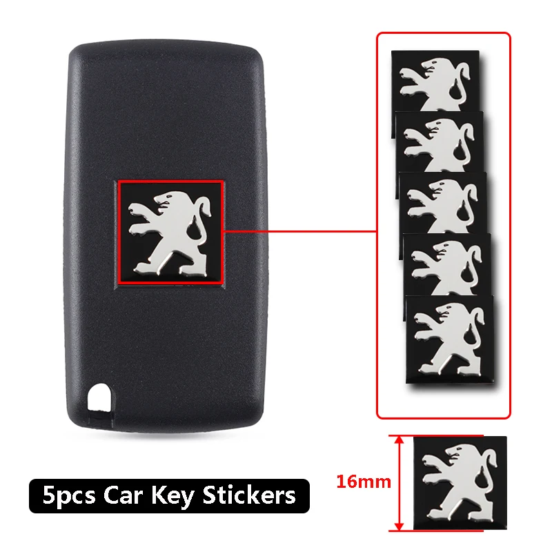 Autocollants emblème de clé de voiture en aluminium et métal, 5/10 pièces, pour Peugeot 208 3008 206 308 307 207 407 508 2008 5008 301 406 408 607 4008