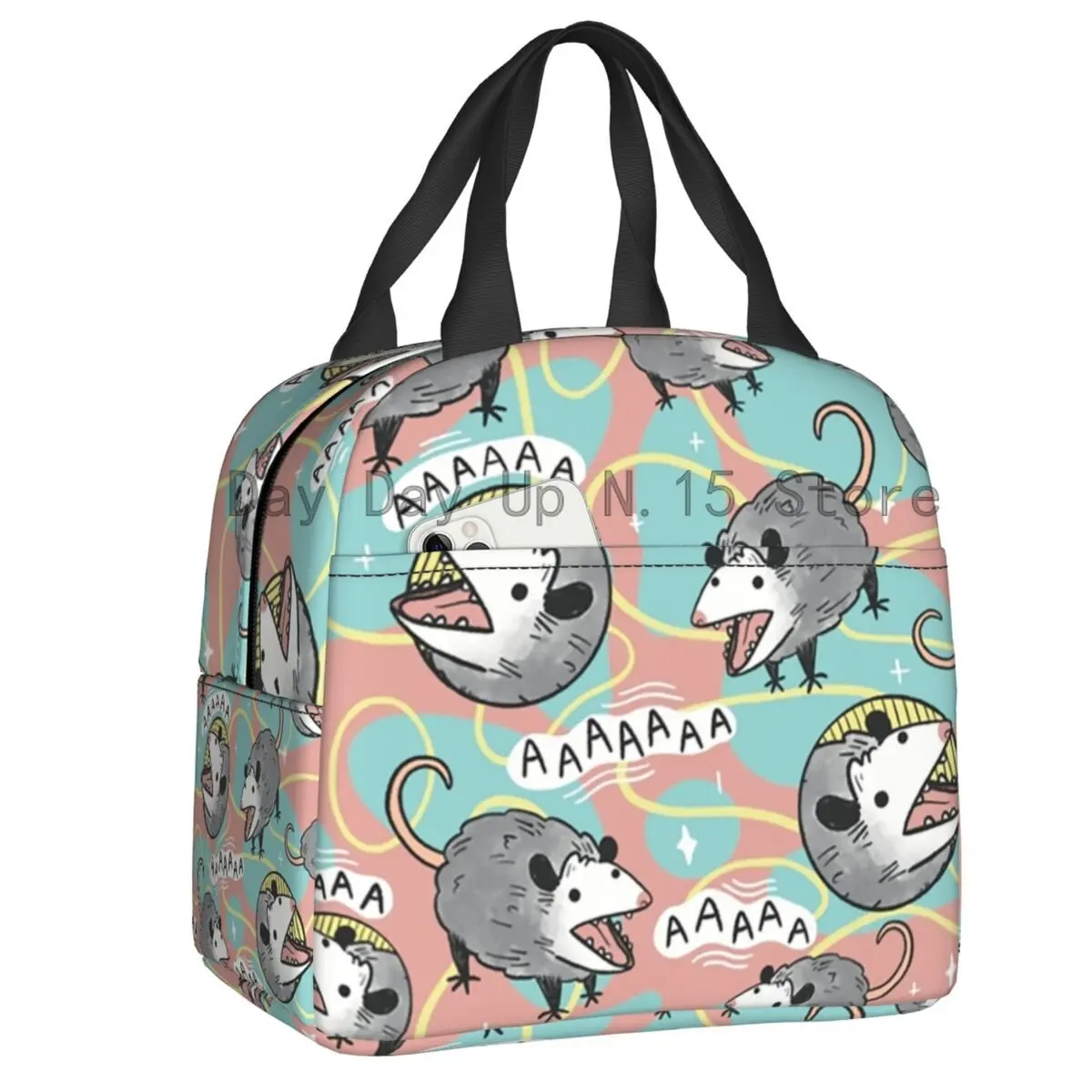 

Opossum Screm Insulated Lunch Bag for Camping Travel Animal Pet Resuable Thermal Cooler Lunch Box Women Kids