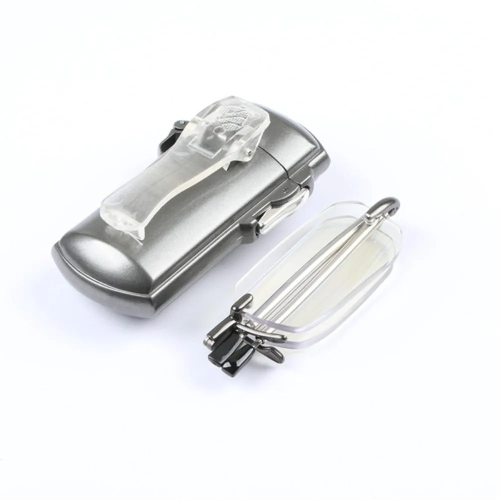 

Men Mini Folding Belt Clip Frameless Reading Glasses Presbyopic Glasses Eyeglass With Case