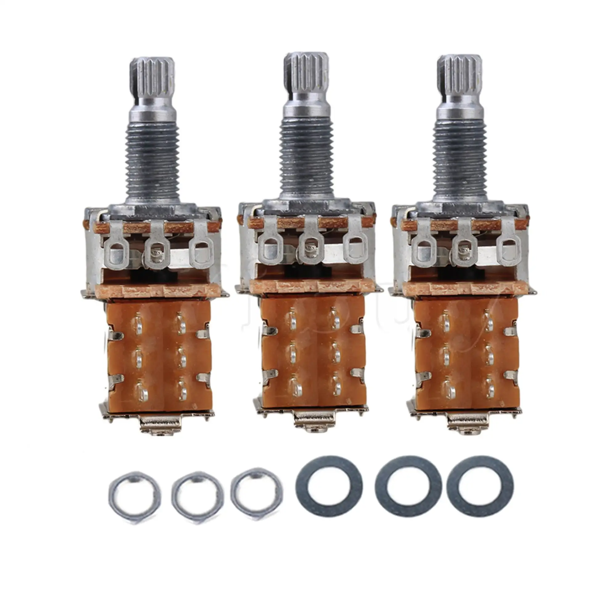 

Yibuy 10 Set of 3x Push Pull Guitar Potentiometer A500k Coil Tap 18mm Shaft