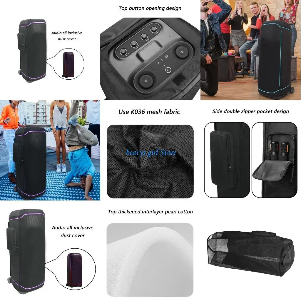 

C7AB Heavy Duty Dust Cover for Dedicated Speaker Featuring Side Pocket Design Pearls Cotton Layer And Easy Access