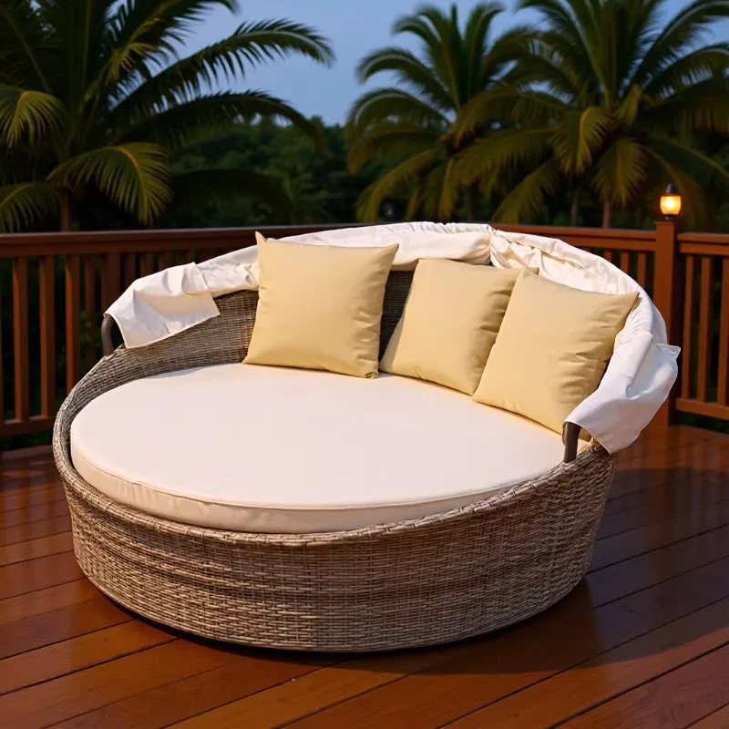 Outdoor Loungers Garden Courtyard Sofa Outdoor Beach Balcony Swimming Pool Lazy Outdoor Big Round Bed