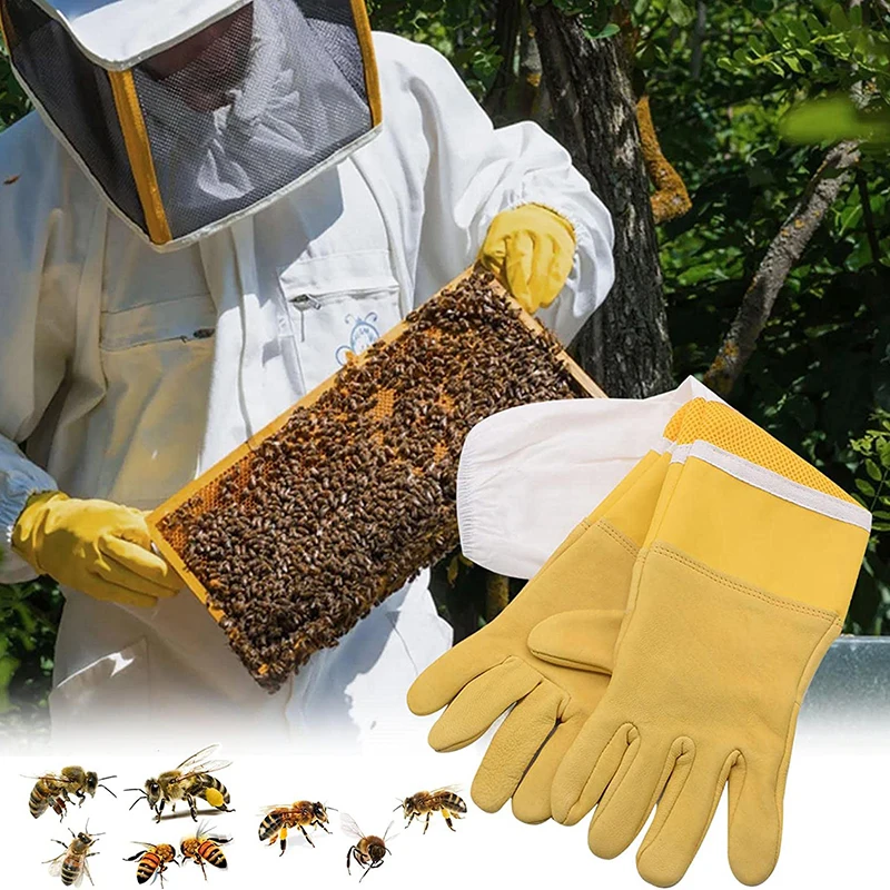 

Professional Beekeeper Gloves Pu Breathable Protective Sleeves Ventilated Anti Bee For Apiculture Beekeeper Prevent Beehive Tool