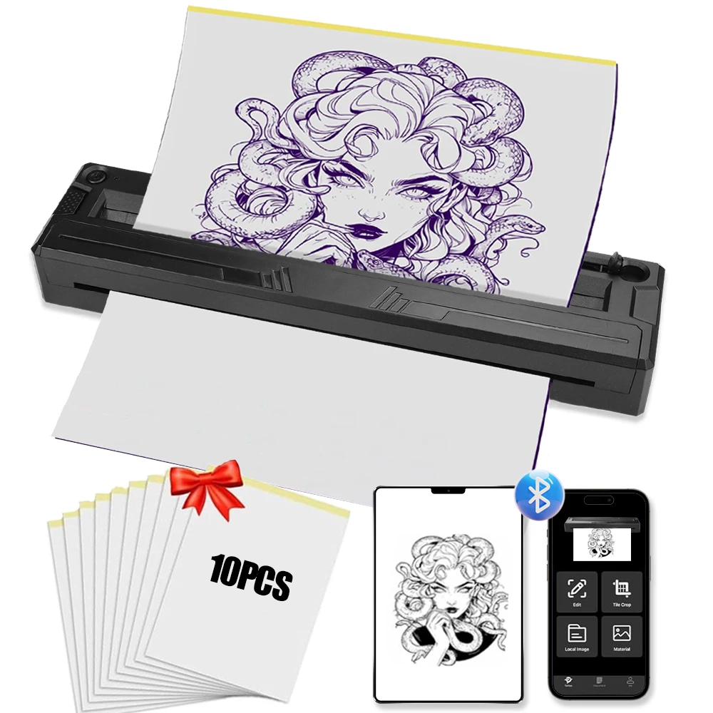 

Wireless Tattoo Printer Transfer Machine Bluetooth Portable Tattoo Stencil Thermal Printer Transfer Paper Printing Machine