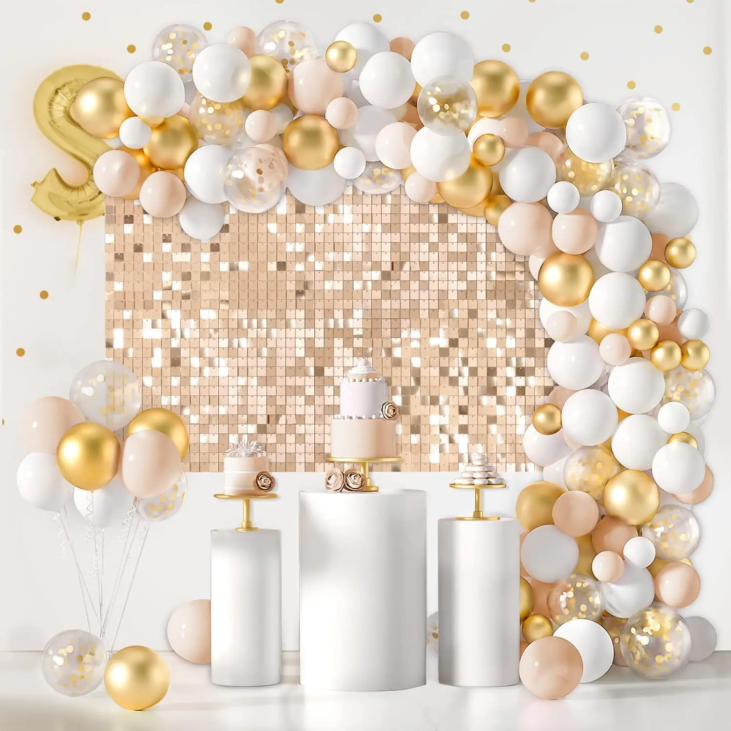 

Champagne Shimmer Backdrop Panels Shimmer Wall Backdrop 12 Packs for Party Wedding Engagement Birthday Parties Anniversary Decor