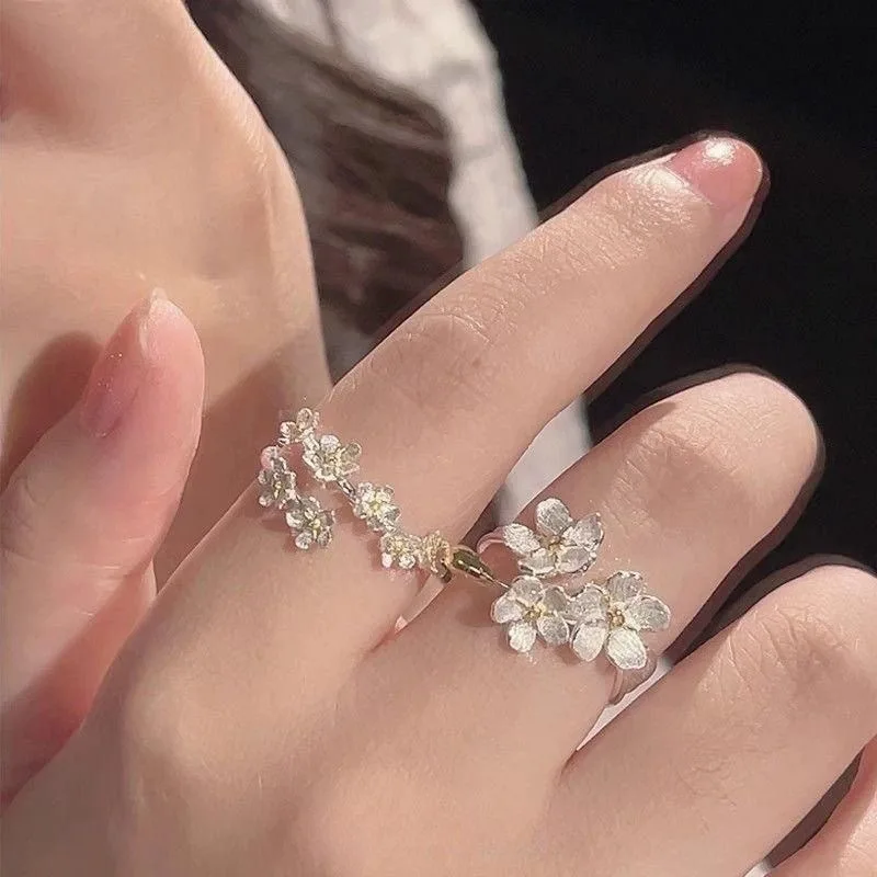 

Korean Fashion Pearl Bow Opening Rings for Women Simple Trend Sweet Exquisite Heart Rings Brides Wedding Jewelry Accessories