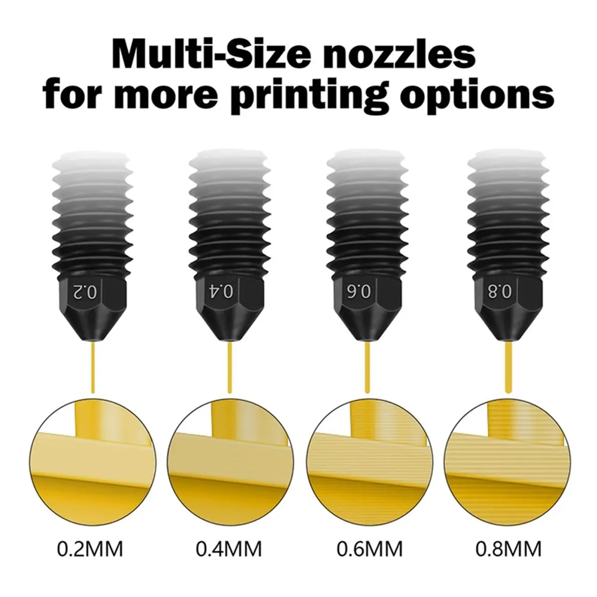 A40I For A1/H2D/ Min Nozzle Hardened Steel 0.2 0.4 0.6 0.8mm Nozzles for Upgraded Hotend 3D Printer Parts