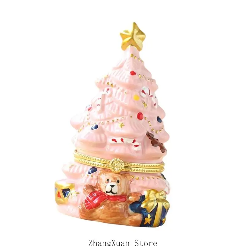 Weihnachtsbaumförmiger Keramik-Schmuckhalter mit erhabenem Festtagsdetail 3XUF – Detail 8
