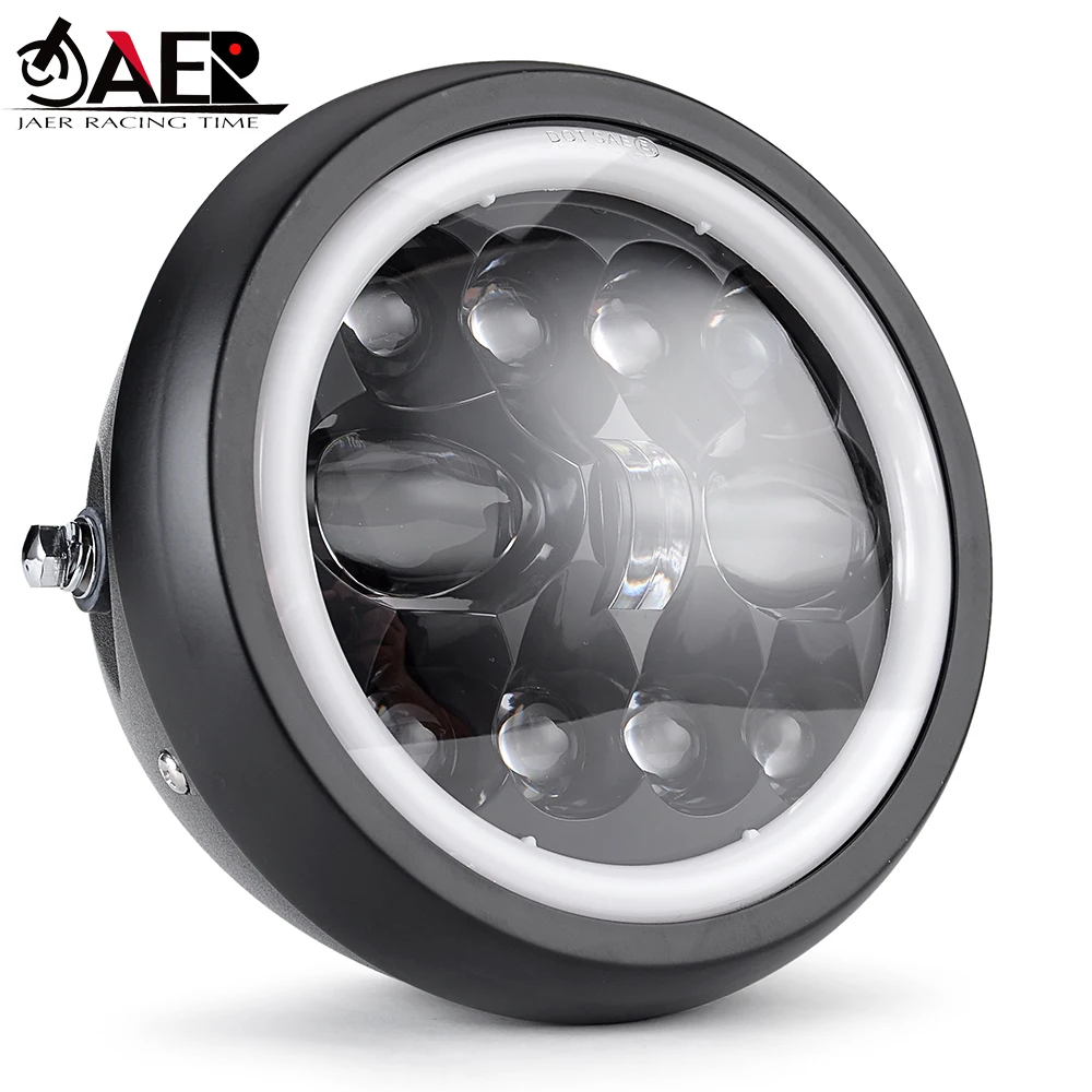 

Round Motorcycle LED Light Bulb 7.5" DOT Approved DRL Headlight for Street Tracker Scrambler Cafer Racer Chopper Bobber