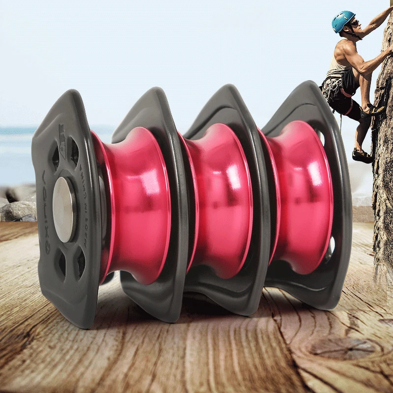 XINDA 360 Degree Swivel Aluminum Alloy Triple Pulley Ball Bearing 22kN Capacity Colorful Mountaineering Climbing Tours Casual
