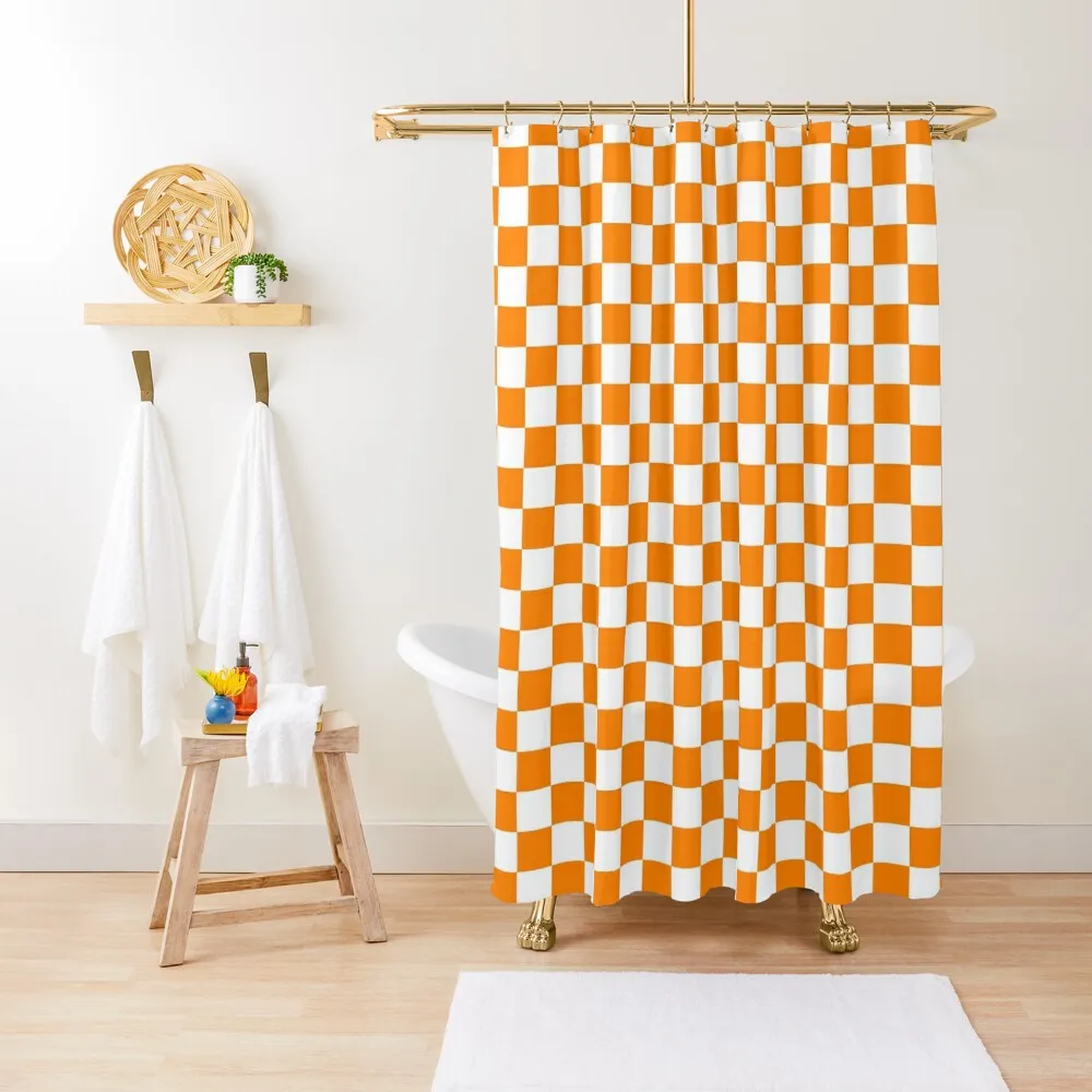 

Orange/white checkered pattern Shower Curtain Bathroom Curtains For Shower