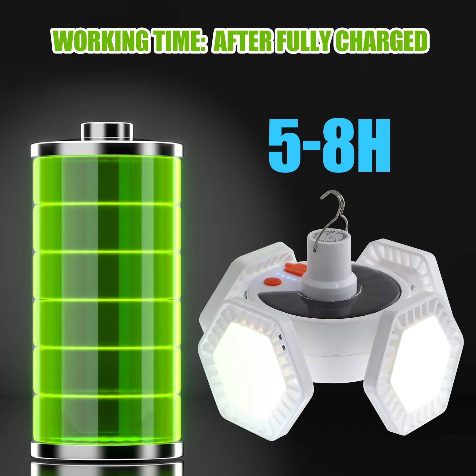 

Folding USB Rechargeable Solar Camping Light LED Tent Lamp 5 Modes Portable Outdoor Illumination Lamp Night Market Light Camping