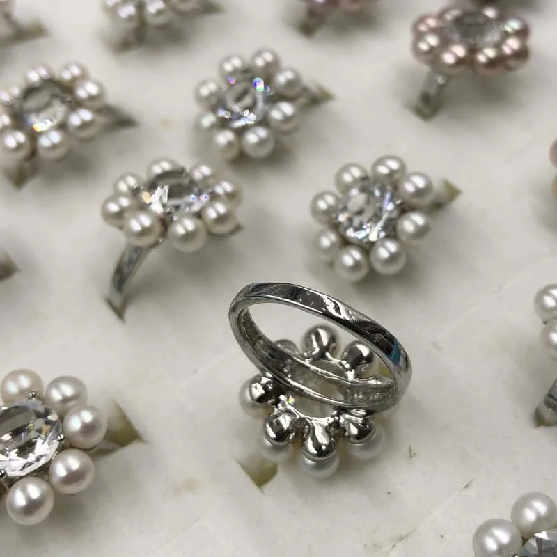 ELEISPL Lots 45 PCS Mixed TWO Style Freshwater Pearl Rings #22010306-5