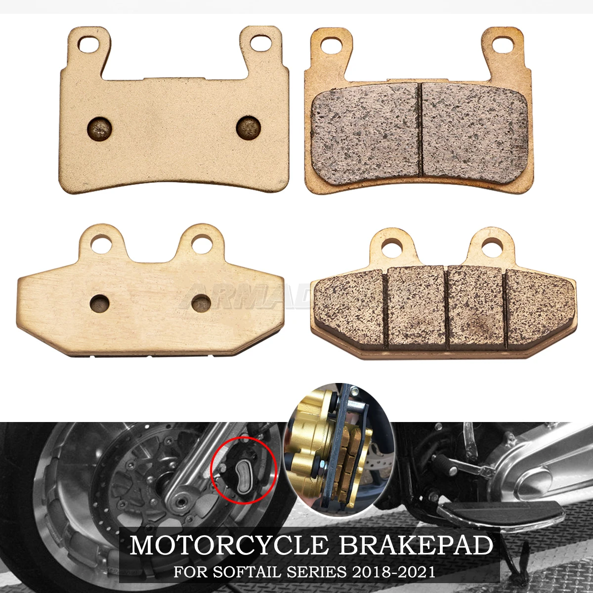 FLFB Fat Boy Motorcycle Front/Rear Brake Pads For Harley Softail Heritage Classic/114 Breakout Deluxe Street Bob Low Rider 18-21