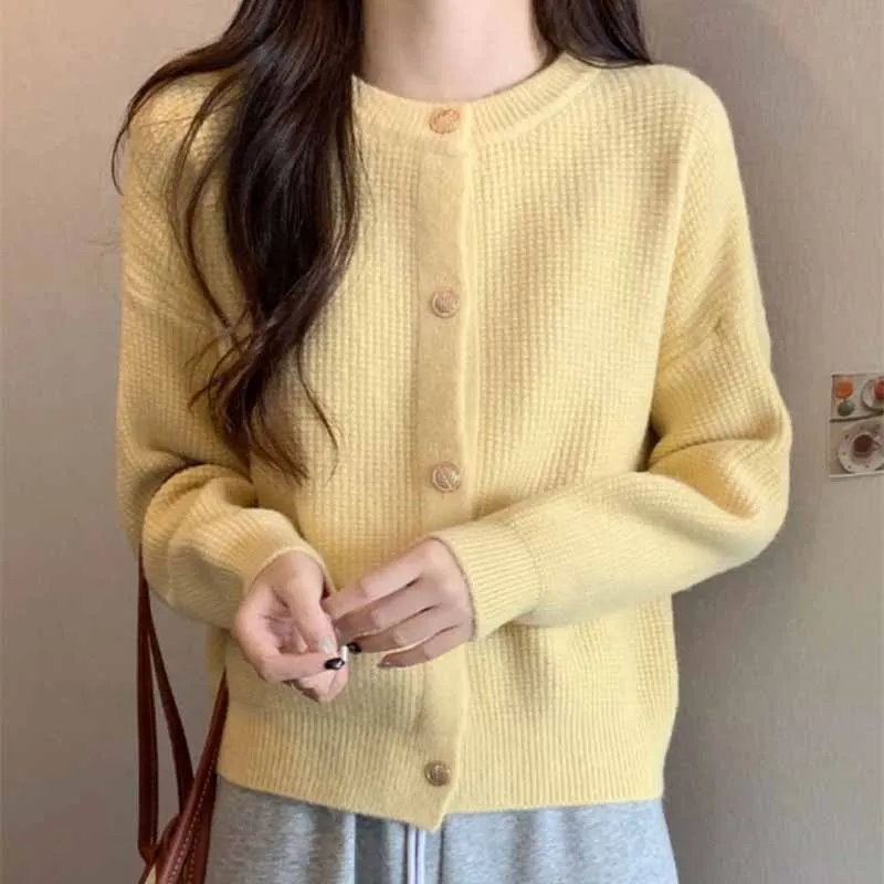 Giacca da lavoro a maglia ispessimento femminile primavera autunno donna coreana maglione girocollo top cappotto cardigan lavorato a maglia a maniche lunghe da donna