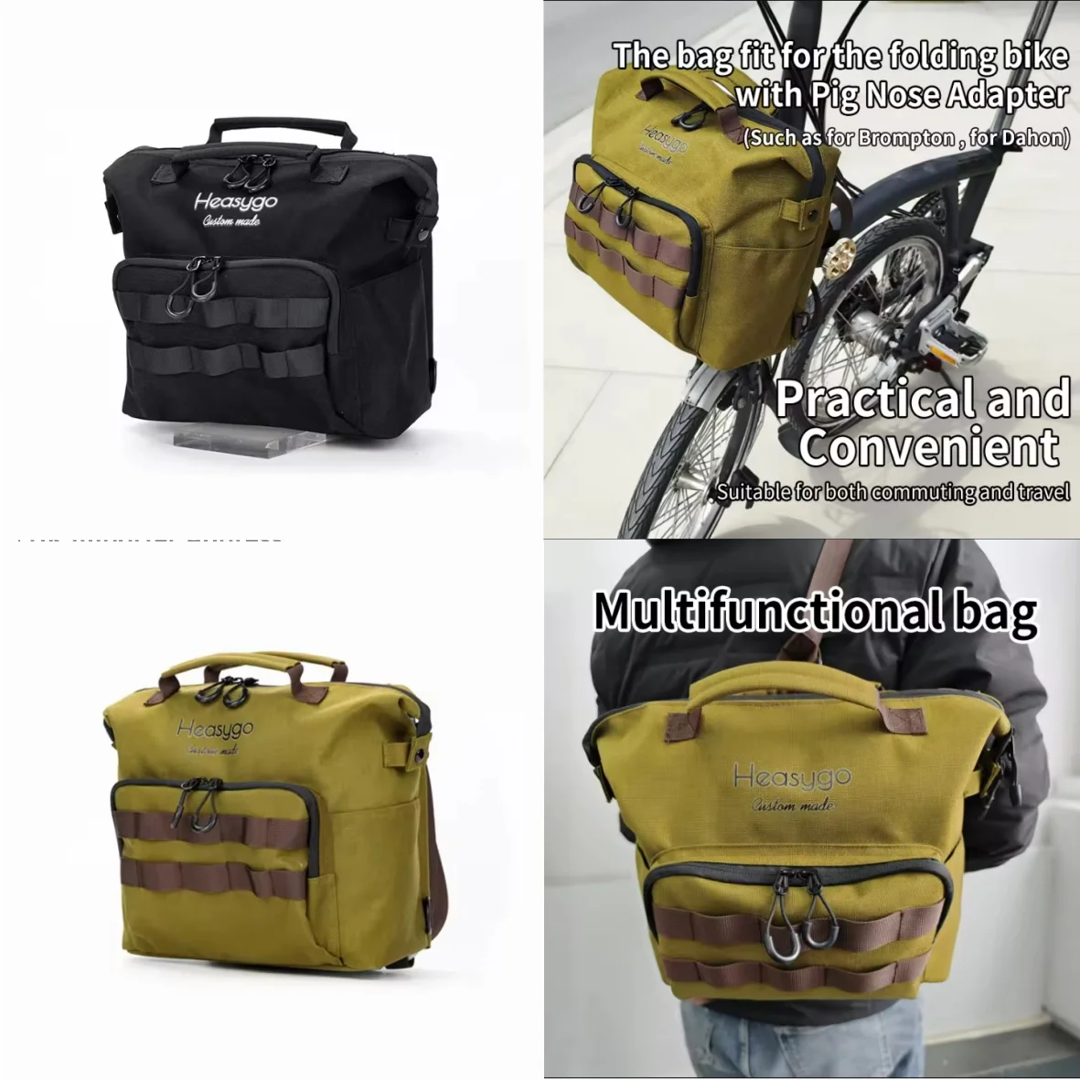 Waterproof Bicycle Bag With Pig Nose Multifunctional Bike Front Bag Handbag Crossbody Bag Fit For Brompton Dahon Folding Bikes