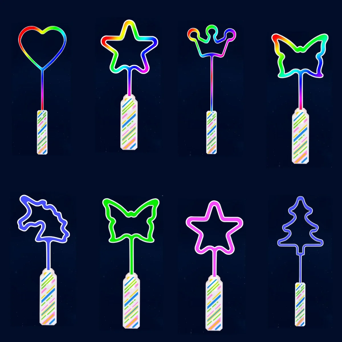 Kids Glowing Toy Crown Star Unicorn Rainbow Christmas Tree Magic Wand Cute Kids Birthday Party Props Colourful Flash Wand Gifts