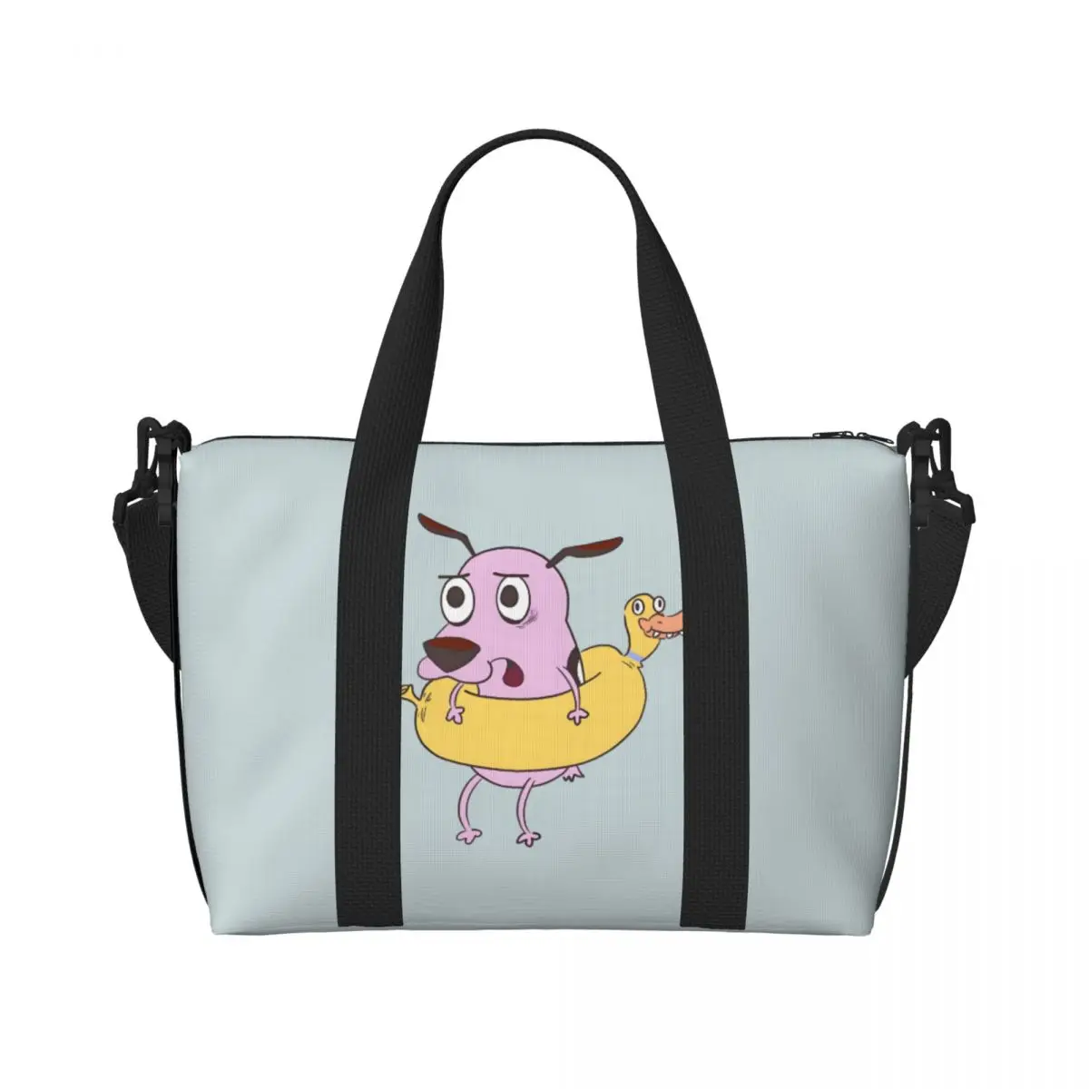 

Большая большая сумка-тоут C-Courage The Cowardly Dog для женщин, сумка-шоппер с рисунком собаки, пляжная дорожная сумка для спортзала