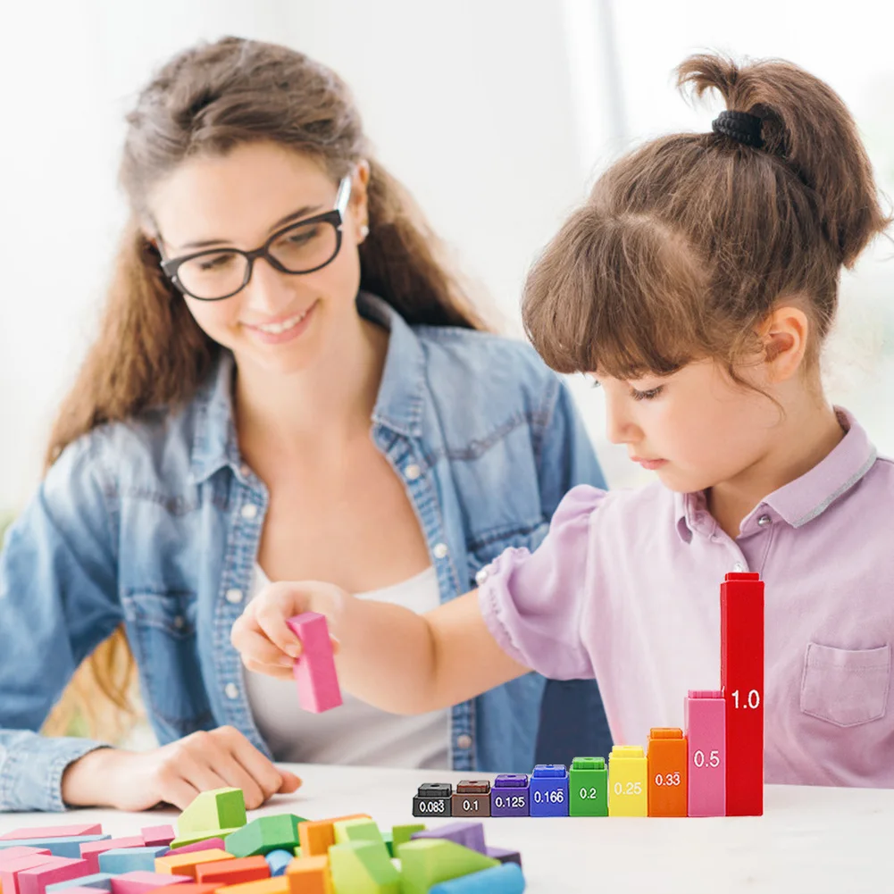 Cubo de fração arco-íris blocos pilares de aprendizagem de matemática número cubo de aprendizagem de matemática criança educação telha brinquedo presente