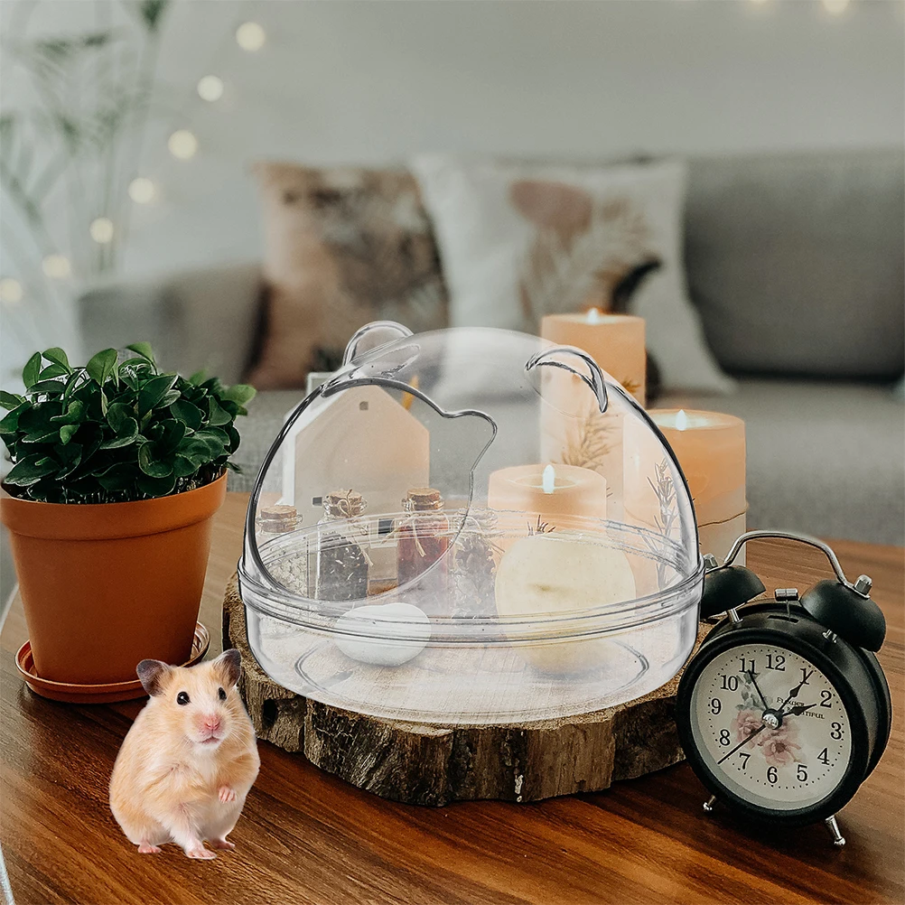 

2pcs Hamster Bath Container Small Pet Bath Basin Plastic Bathing Tub Transparent Lovely Shape Anti Skid Bottom Design Pet House