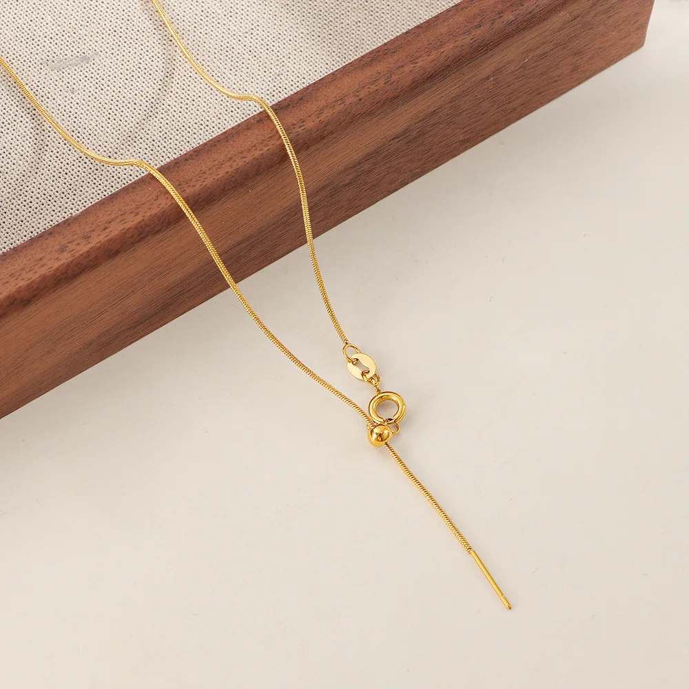 No Fade Women's Stainless Steel Universal Chain Necklace DIY Adjustable Collarbone Pin Type Simple Fashion Jewelry Accessory
