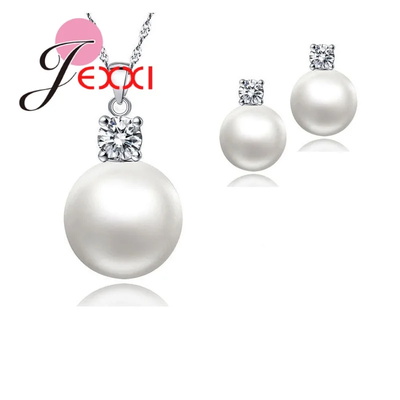Wholesale Top Quality Wedding Jewelry Set Water Pearl Earrings Necklace 925 Silver Pendant Necklace Free Shipping