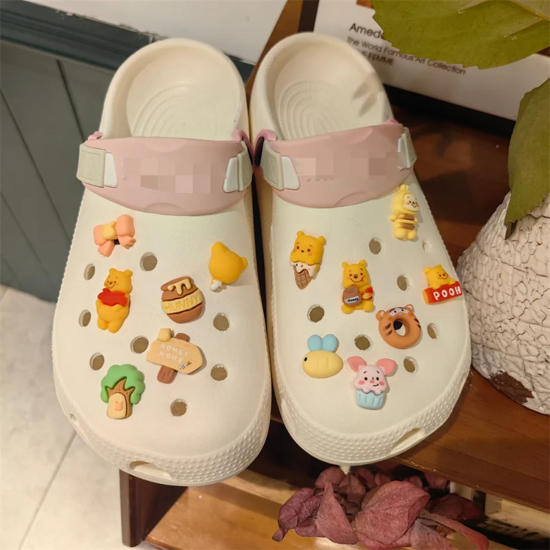 Cute Anime Winnie Bear Shoe Charm for Crocs Charms 13pcs Pack Sale for Crocs Shoes Accessories Girls Cartoon Shoes Decor Gifts