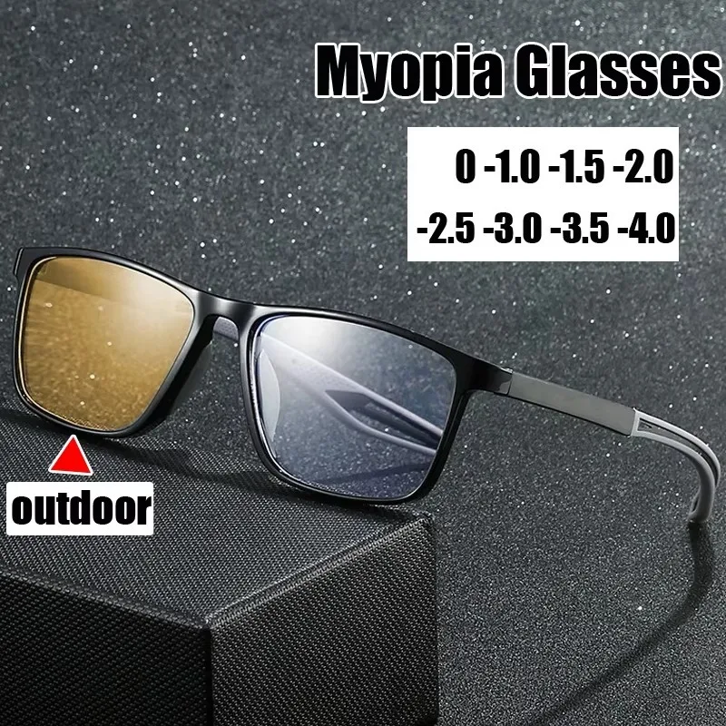 Anti-UV Photochrome Minus Sonnenbrille mit Dioptrien Mode Trendy TR90 Sport Myopie Brille Anti Blau Licht Nahsicht Brillen