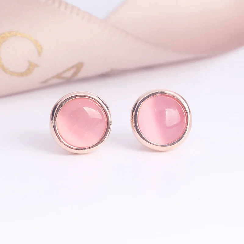 DIWENFU 14K Rose Gold Jewerly Rose Quartz Stone Stud Earring Women Aros Mujer Oreja Orecchini Bizuteria Topaz Jewelry Earrings