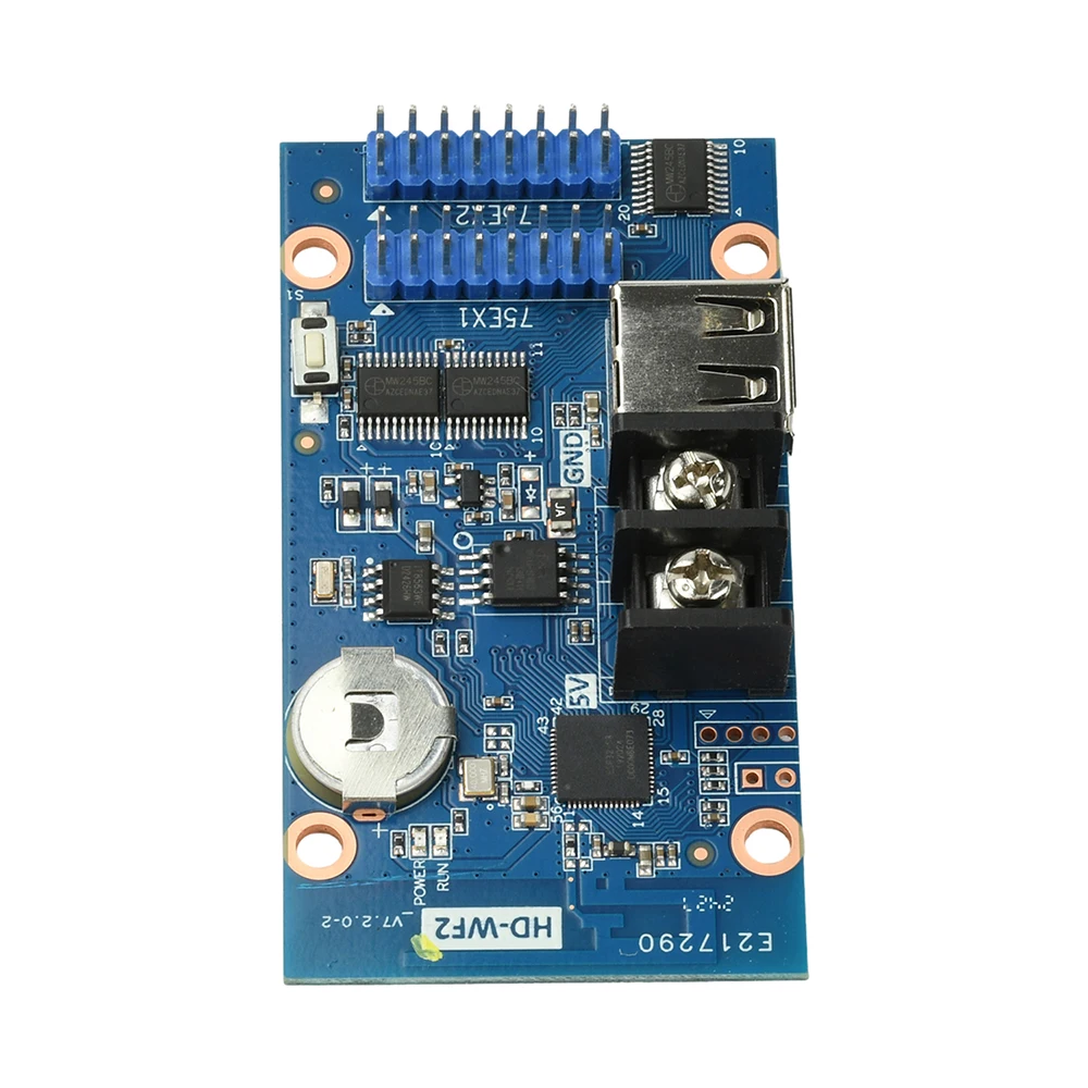 شاشة LED كاملة الألوان وحدة تحكم HD-WF2 مع تحديث برنامج WiFi USB وتطبيق الهاتف المحمول لعلامات الإعلانية لواجهة المتجر DC 4.2-5.5V